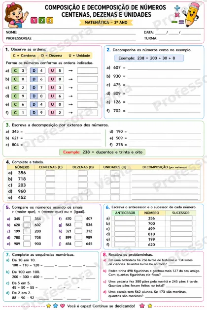 Prévia de 📚 ATIVIDADES DE MATEMÁTICA – 3º ANO ✏️💗