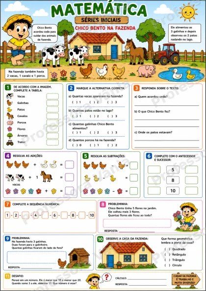 Prévia de 📚 KIT MATEMÁTICA – CHICO BENTO NA ROÇA