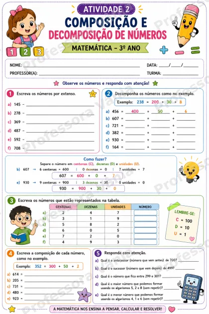 Prévia de 📚 ATIVIDADES DE MATEMÁTICA – 3º ANO ✏️💗