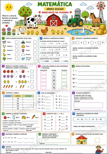 Prévia de 📚 KIT MATEMÁTICA – CHICO BENTO NA ROÇA