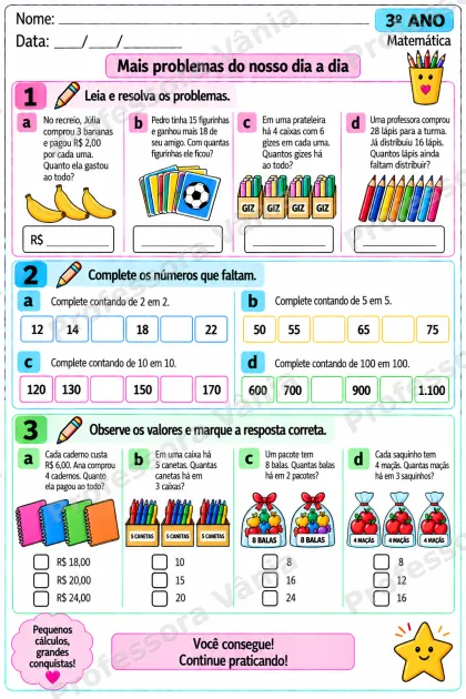 Prévia de 💗 ATIVIDADES ADAPTADAS PARA TDAH – 3º ANO 💗