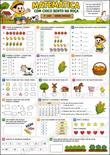 Prévia de 📚 KIT MATEMÁTICA – CHICO BENTO NA ROÇA