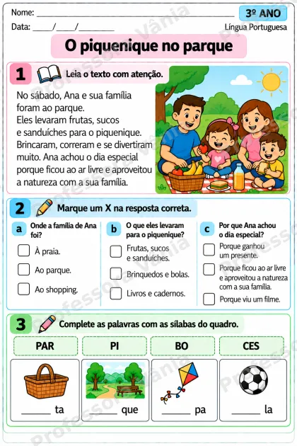 Prévia de 💗 ATIVIDADES ADAPTADAS PARA TDAH – 3º ANO 💗