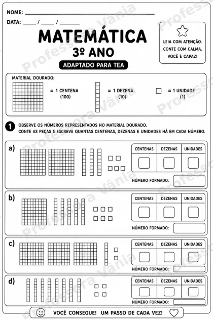 Prévia de 📚 MATEMÁTICA – 3º ANO | ADAPTADO PARA TEA 🧩✏️