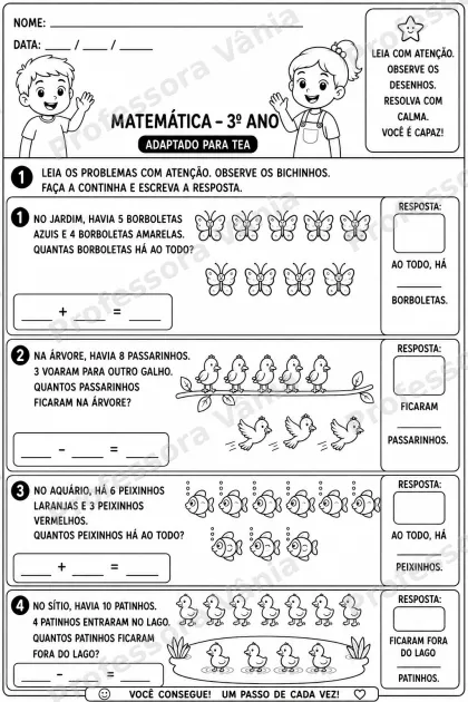 Prévia de 📚 MATEMÁTICA – 3º ANO | ADAPTADO PARA TEA 🧩✏️