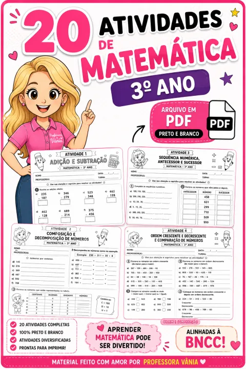 📚 ATIVIDADES DE MATEMÁTICA – 3º ANO ✏️💗