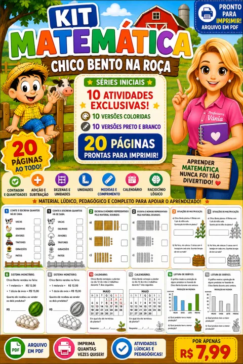 📚 KIT MATEMÁTICA – CHICO BENTO NA ROÇA