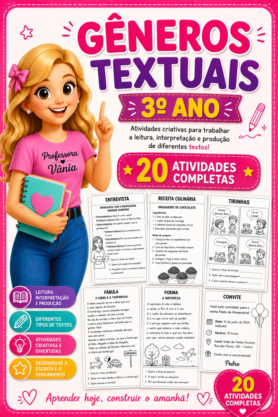 📚 GÊNEROS TEXTUAIS – 3º ANO ✏️💗